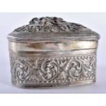 A 19TH CENTURY INDIAN SILVER HEART FORM JEWELLERY BOX. 176 grams. 9.5 cm x 8.5 cm.