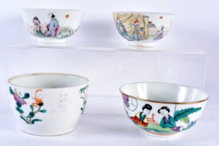 FOUR EARLY 20TH CENTURY CHINESE PORCELAIN BOWLS Late Qing/Republic. Largest 10 cm x 6 cm. (4)