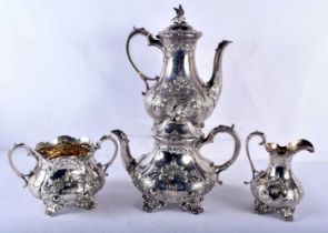 A Four Piece Victorian Silver Tea Set. Hallmarked London 1848. Largest 27cm x 23cm x 16cm, total