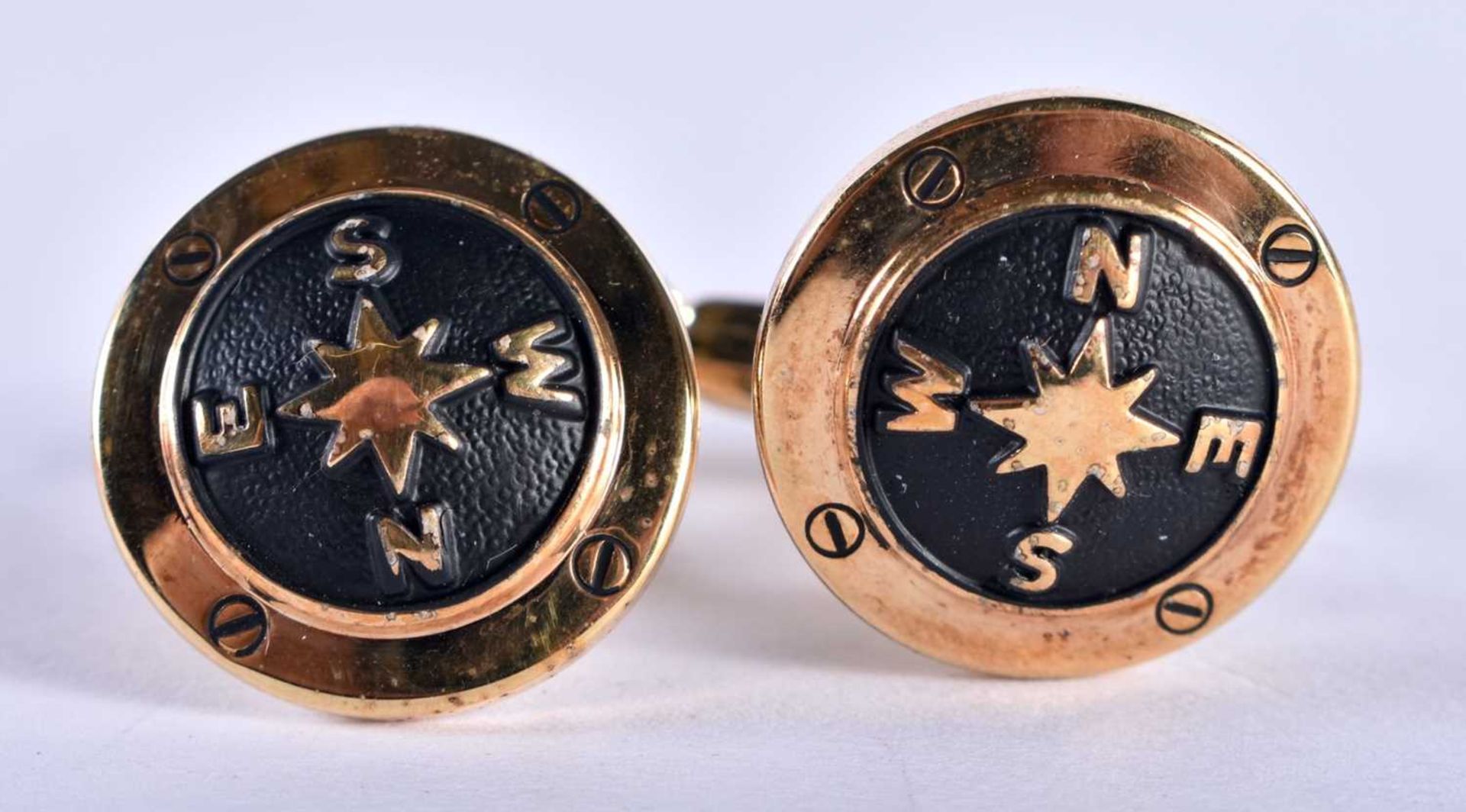 A pair of gold tone enamel cufflinks by Christian Dior (15g) - Image 2 of 4