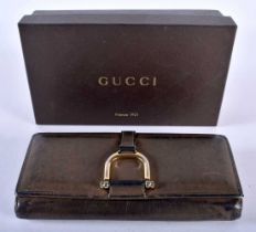 Gucci Vintage Abbey D- Ring Brown Leather Wallet In Box