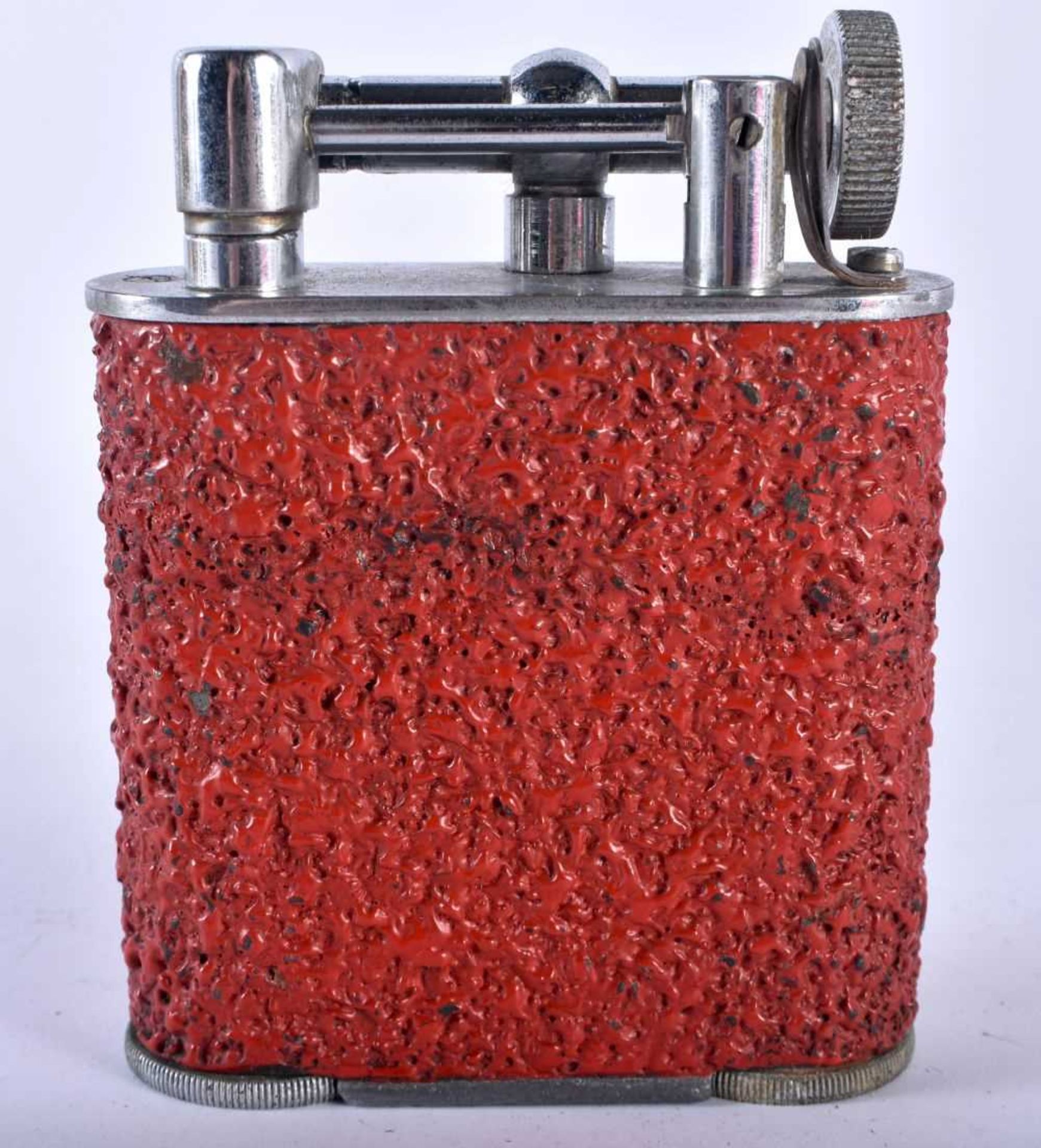 A Dunhill style Jumbo lighter contained in a Mottled Red Texture effect case, patent no.286838. - Image 3 of 5