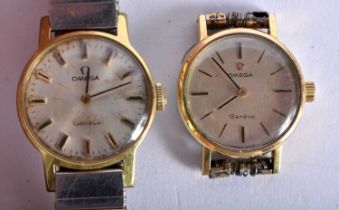 TWO OMEGA WATCHES. 2.25 cm wide inc crown. (2)