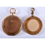 A 9CT GOLD LOCKET together with another. 13.8 grams overall. Largest 3.25 cm diameter. (2)