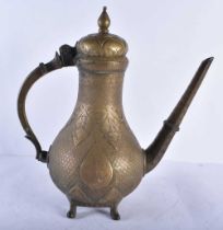 A MUGHAL CAST AND ENGRAVED BRASS EWER Possibly Lucknow, Northern India, 17th/18th century Of typical