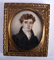 Manner of Louis de Wiederkehr (Born 1834) Portrait Miniature, Male wearing a black jacket,