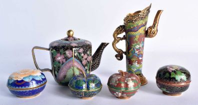 SIX CHINESE REPUBLICAN PERIOD CLOISONNE ENAMEL WARES. Largest 11 cm high. (6)