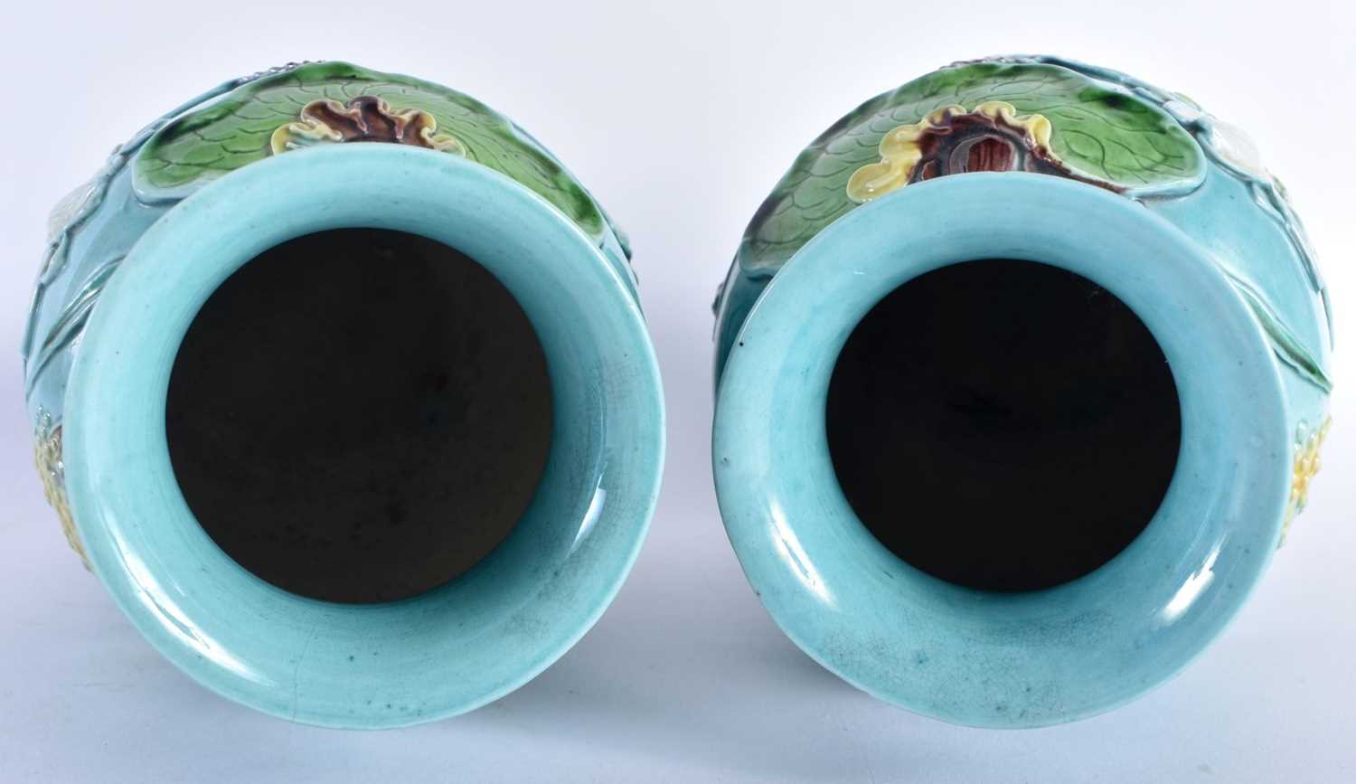 A PAIR OF 19TH CENTURY CHINESE BLUE GLAZED PORCELAIN VASES in the manner of Wang Bing Rong. 19 cm - Image 4 of 17