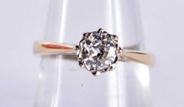 AN 18CT GOLD DIAMOND SOLITAIRE RING the diamond 5.5 mm and approx 0.66 cts.