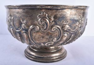 A Victorian Silver Rose / Punch Bowl. Hallmarked London 1899. 27cm x 17.5cm, weight 1000g