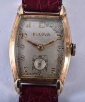 "BULOVA Gents C.1940's Gold Tone Curvex Cased WRIST WATCH Movement - Hand-wind.  WORKING - Tested
