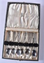 A Cased set of six Kowloon Spoons. 850 Silver XRF Tested for purity. 12.2CM X 2.4CM, WEIGHT OF