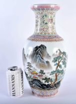 A LARGE CHINESE REPUBLICAN PERIOD PORCELAIN VASE painted with landscapes and calligraphy. 35 cm x