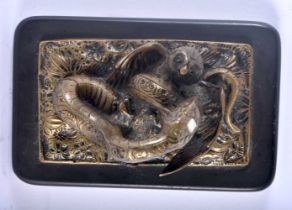 A RARE 19TH CENTURY FRENCH BRONZE SCULPTURE OF A HUNTING SNAKE unusually inset with a mother of
