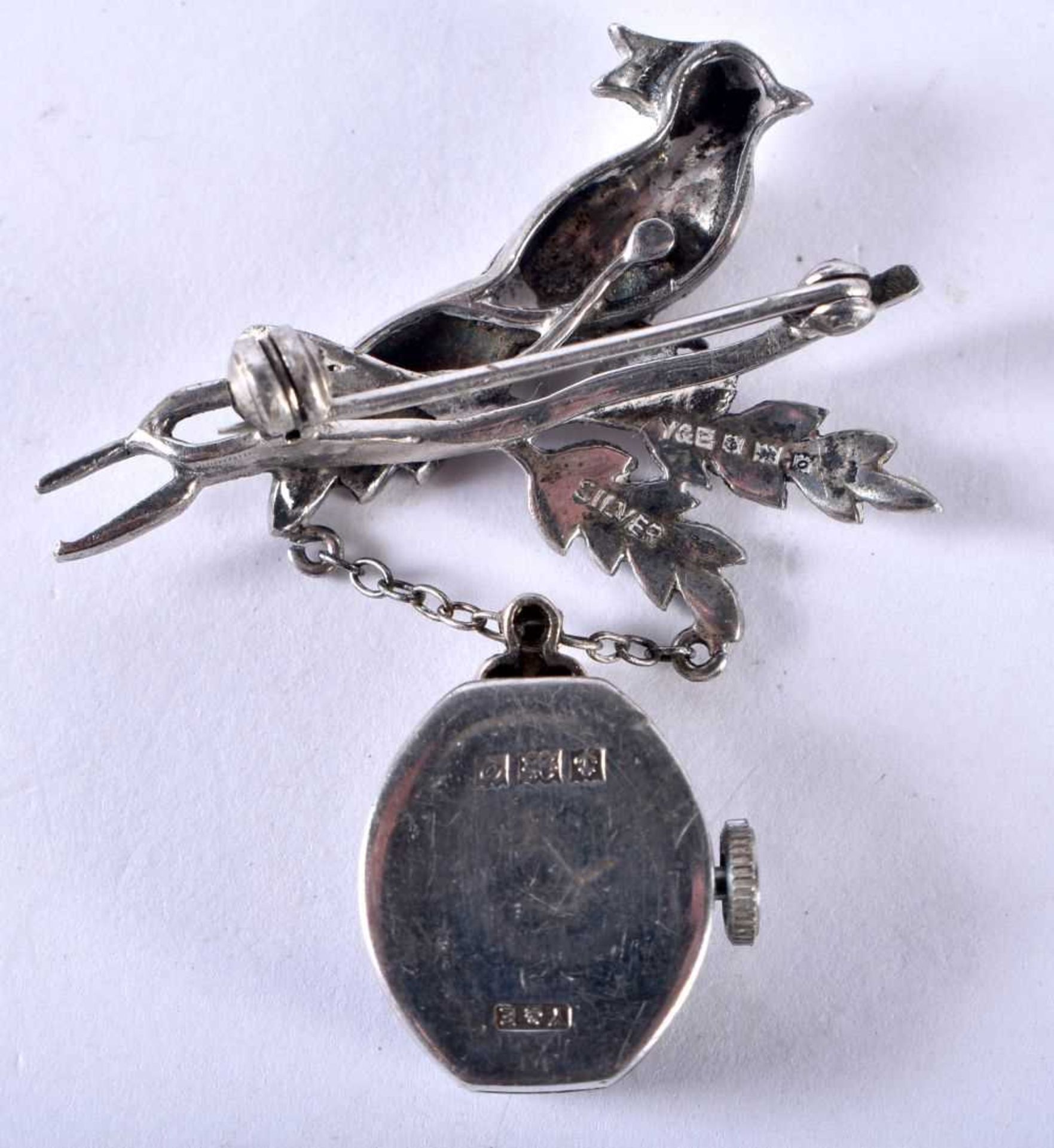 STERLING SILVER Ladies Vintage Bird BROOCH WATCH. Hallmarked Birmingham 1963. Movement - Hand- - Image 4 of 4