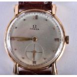 A VINTAGE 18CT GOLD OMEGA WRIST WATCH. 33.1 grams overall. 3.25 cm wide inc crown.