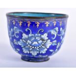 AN 18TH/19TH CENTURY CHINESE CANTON ENAMEL TEABOWL Qianlong/Jiaqing, painted with flowers. 5 cm x