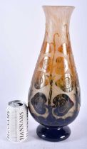 A LARGE FRENCH ART NOUVEAU CAMEO GLASS VASE in the manner of Legras, decorated with organic