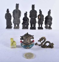 Antique East Asian Ornaments Inc Antique Tibetan Incense Burner w/ Foo Dogs. A Jade Seal and