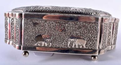 An Indian Silver Box with Embossed Elephant Decoration on Bun Feet. Presented by Royal Engineers