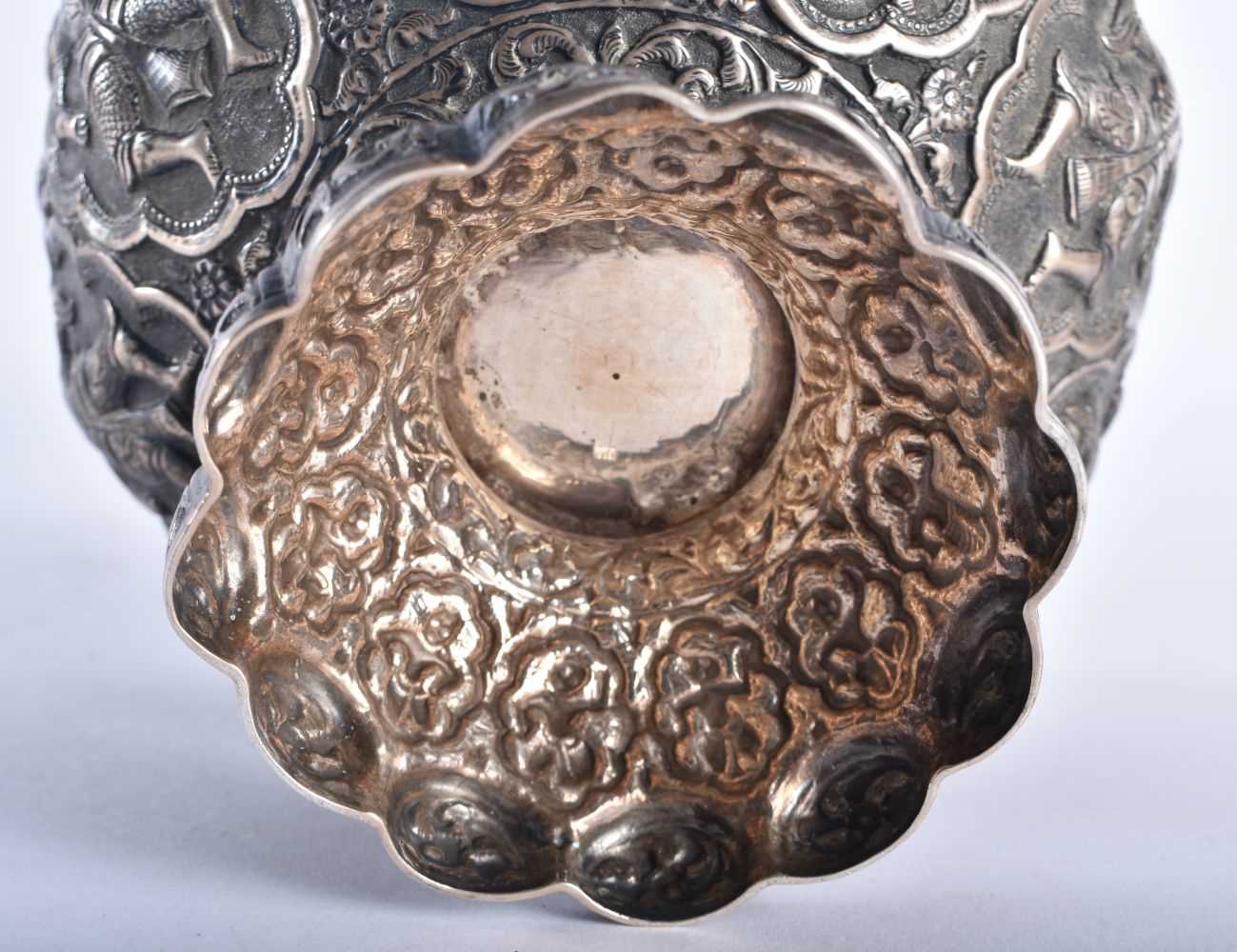 AN ANTIQUE MIDDLE EASTERN ASIAN SILVER REPOUSSE BOWL. 355 grams. 16 cm x 13.5 cm. - Image 5 of 5