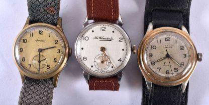 Gents Rolled Gold Trench Style Wrist Watches . Hand-wind. WORKING - Tested For Time. Inc. WALTHAM