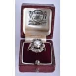A FINE LARGE 14CT GOLD GEORGE III ROSE CUT HIGH DOME DIAMOND RING the diamond approx 3 to 3.5 cts.
