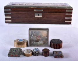 Collection Of Antique / Vintage Boxes Inc Pietra Dura Wooden Box, Treen Etc. largest 8.5x31cm