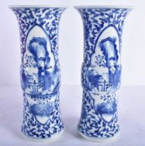 A PAIR OF 19TH CENTURY CHINESE BLUE AND WHITE PORCELAIN VASES Qing. 26 cm high.