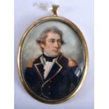 Manner of Richard Woodman (1784-1859) Portrait Miniature, Male wearing a military tunic, gilt