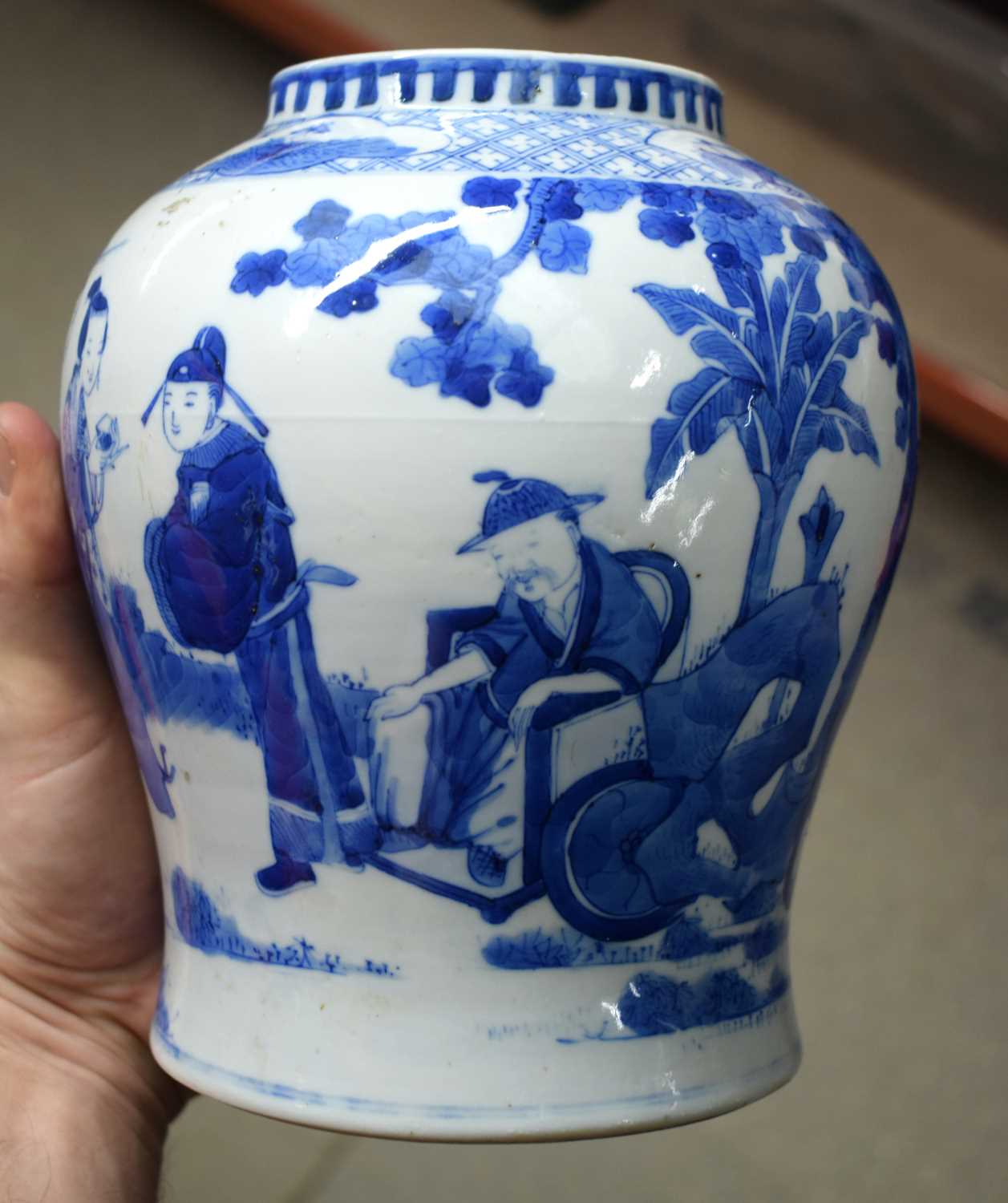 A 19TH CENTURY CHINESE BLUE AND WHITE KANGXI REVIVAL VASE bearing Kangxi marks to base, together - Image 17 of 21