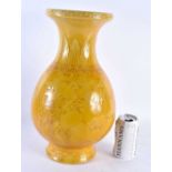 A LARGE 19TH CENTURY CHINESE IMPERIAL YELLOW GLAZED VASE Qing. 39.5 cm high.