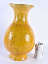 A LARGE 19TH CENTURY CHINESE IMPERIAL YELLOW GLAZED VASE Qing. 39.5 cm high.