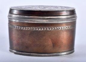 AN ANTIQUE SILVER AND COPPER NIELLO SNUFF BOX. 59 grams. 5.5 cm x 3.5 cm.