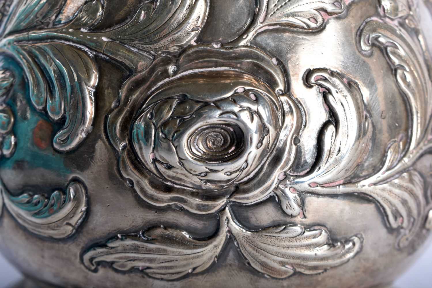 A GOOD GEORGE III SILVER CHOCOLATE POT by Fuller White, decorated in relief with repousse foliage, - Image 2 of 10