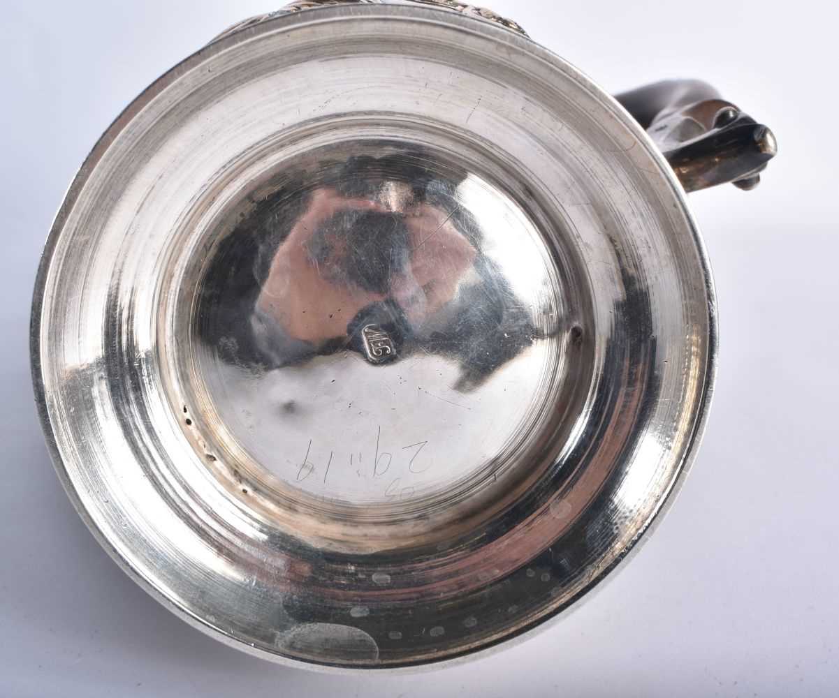 A GOOD GEORGE III SILVER CHOCOLATE POT by Fuller White, decorated in relief with repousse foliage, - Image 9 of 10