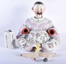 A LARGE 19TH CENTURY GERMAN AUGUSTUS REX PORCELAIN FIGURE OF A NODDING CHINAMAN After an 18th