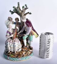 A LARGE 19TH CENTURY MEISSEN PORCELAIN FIGURAL GROUP modelled as a cavalier beside a female