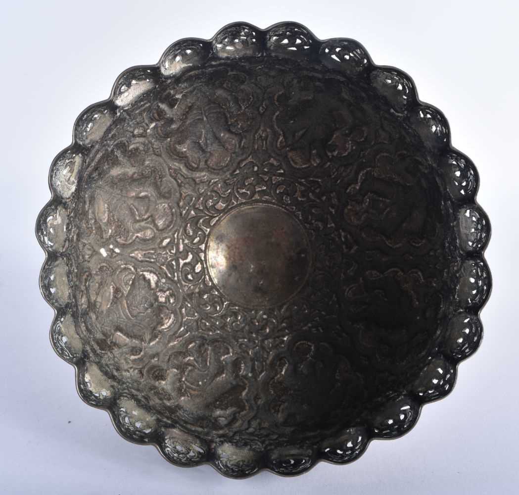 AN ANTIQUE MIDDLE EASTERN ASIAN SILVER REPOUSSE BOWL. 355 grams. 16 cm x 13.5 cm. - Image 4 of 5