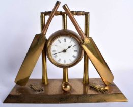 A VERY RARE LATE VICTORIAN/EDWARDIAN BRONZE NOVELTY CLOCK of Cricketing interest, formed with a