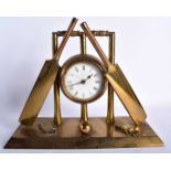 A VERY RARE LATE VICTORIAN/EDWARDIAN BRONZE NOVELTY CLOCK of Cricketing interest, formed with a