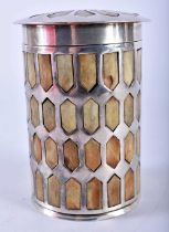 A Continental Silver Tea Caddy / Box and Cover with Bone Insets. 10cm x 6.8 cm, weight 169g