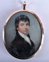 Attributed to John Thomas Barber Beaumont (1774-1841) Portrait Miniature, Handsome male wearing a