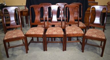 A collection of Mid Century Upholstered dining chairs 108 x 47 cm. (8).
