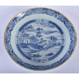 AN 18TH CENTURY CHINESE BLUE AND WHITE PORCELAIN SCALLOPED DISH Yongzheng/Qianlong. 22 cm wide.