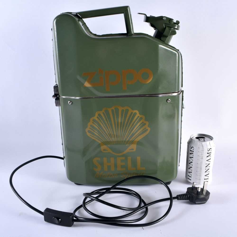 A LARGE AND UNUSUAL NOVELTY ZIPPO SHELL ADVERTISING LIGHTER LAMP. 40 cm x 27 cm.