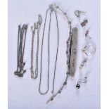 A Group of Miscellaneous Silver items incl Ring, Gem Set Bracelet, 5 odd earrings, 3 chains and a