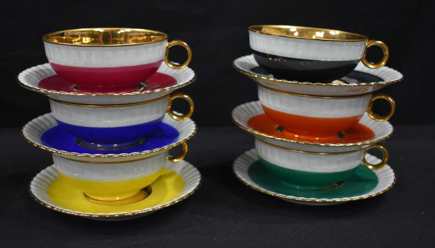 A miscellanious collection Limoges cups and saucers, a framed Lithograph, small Japanese laquered - Image 3 of 22