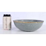 A Chinese Porcelain Crackle glazed Celadon bowl decorative with Gilt Calligraphy 7 x 23 cm.
