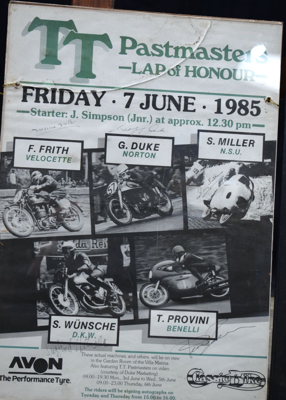 A framed Motorcycle racing poster T T past masters together with a vintage advertising poster for - Image 5 of 6